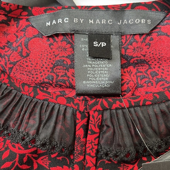 NEW Marc by Marc Jacobs Short Sleeve Top With Peplum in Ruby Red Multi - Picture 4 of 4
